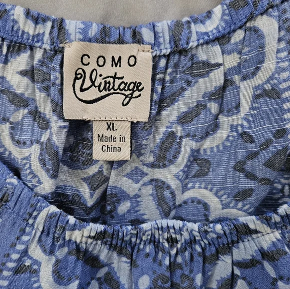 Como Vintage Blue Patterned Women's Top Size XL - Picture 2 of 8